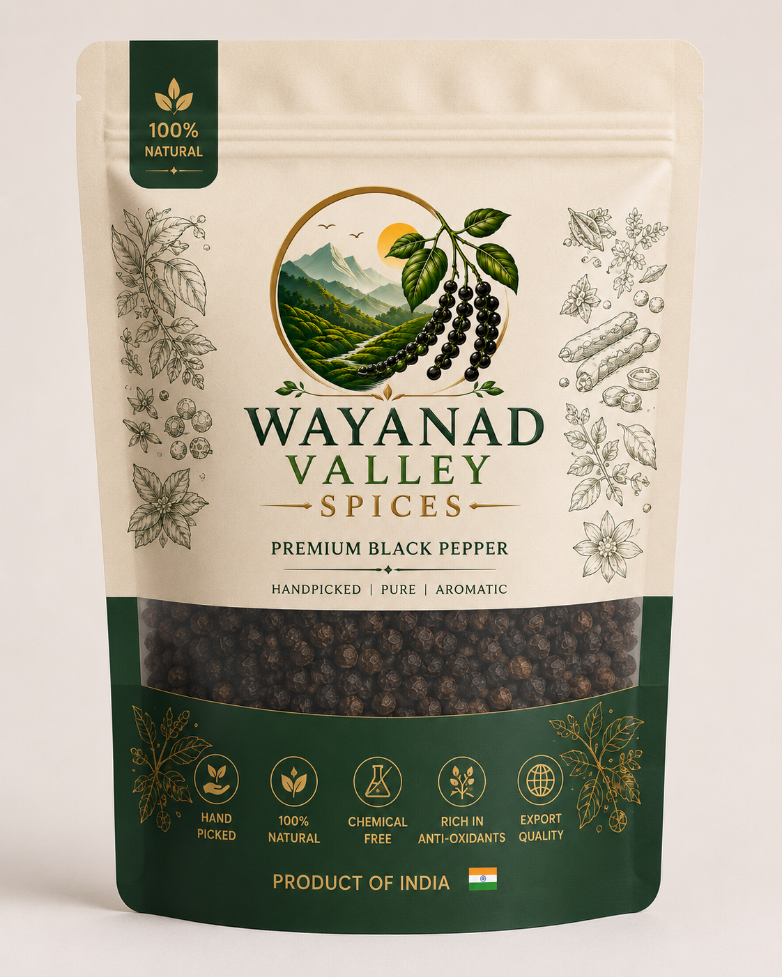 Premium black pepper pouch