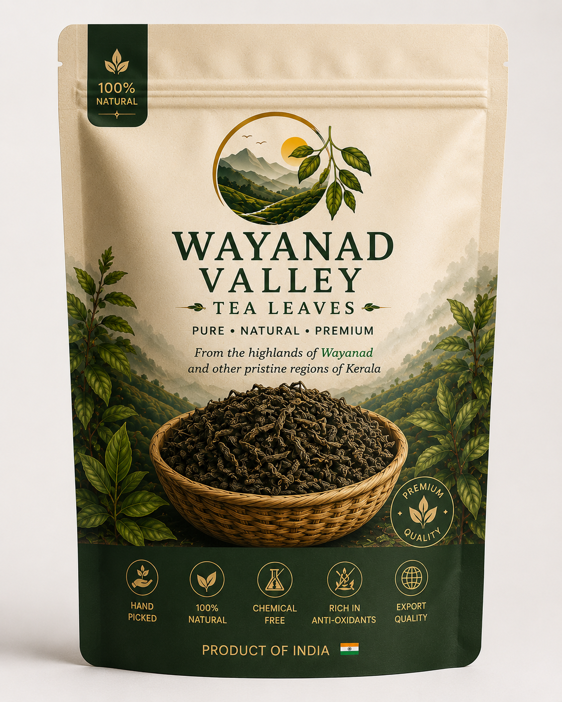 Wayanad Valley tea leaves pouch